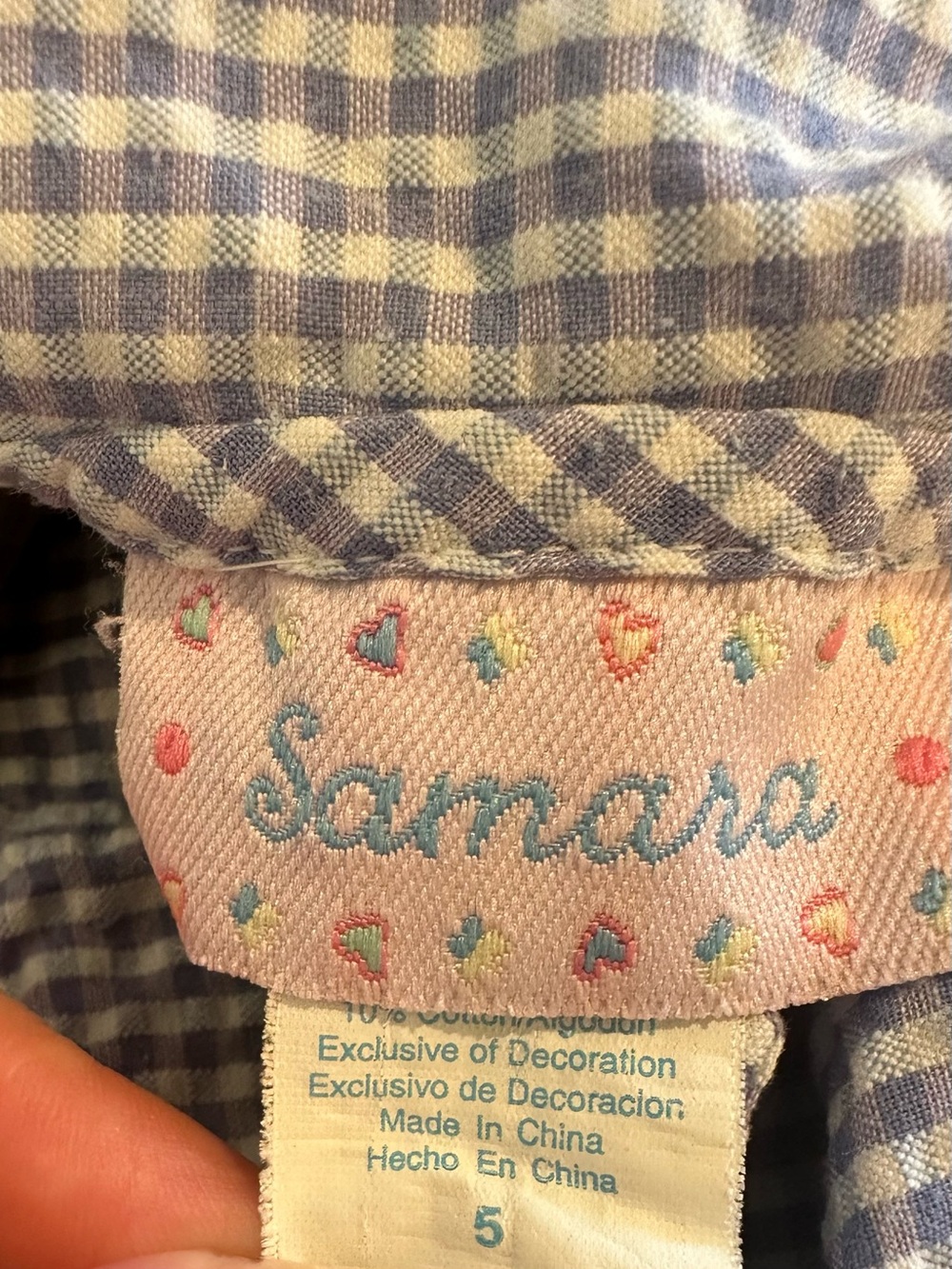 Samara Girls Dress Size 5 – Blue Gingham Floral Appliqué EUC - Picture 3 of 4